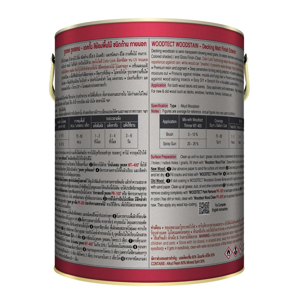 สีย้อมพื้นไม้ ชนิดด้าน WOODTECT 502 สีไม้สัก 1 แกลลอน