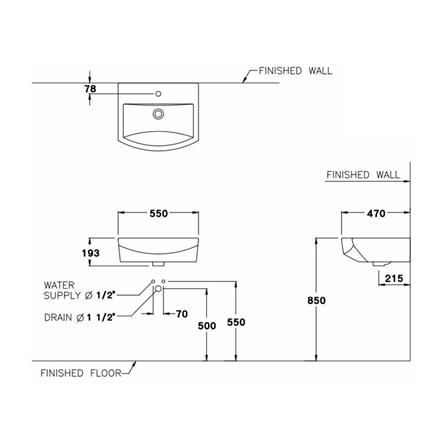 อ่างล้างหน้าแขวน COTTO C01517 สีขาว_1