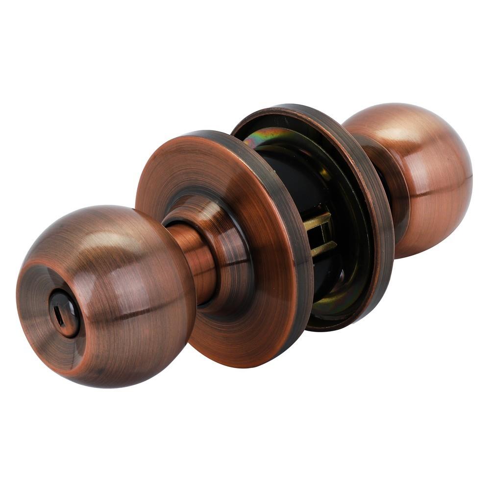 ลูกบิดห้องน้ำ ISON 8013 AC-BK หัวกลม สีทองแดงรมดำ