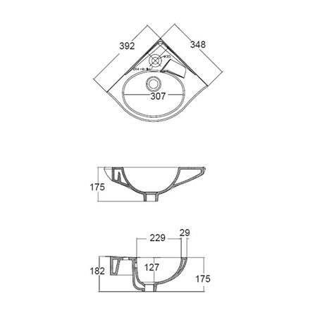 อ่างล้างหน้าแขวนมุม AMERICAN STANDARD 0940-WT-0 สีขาว_1