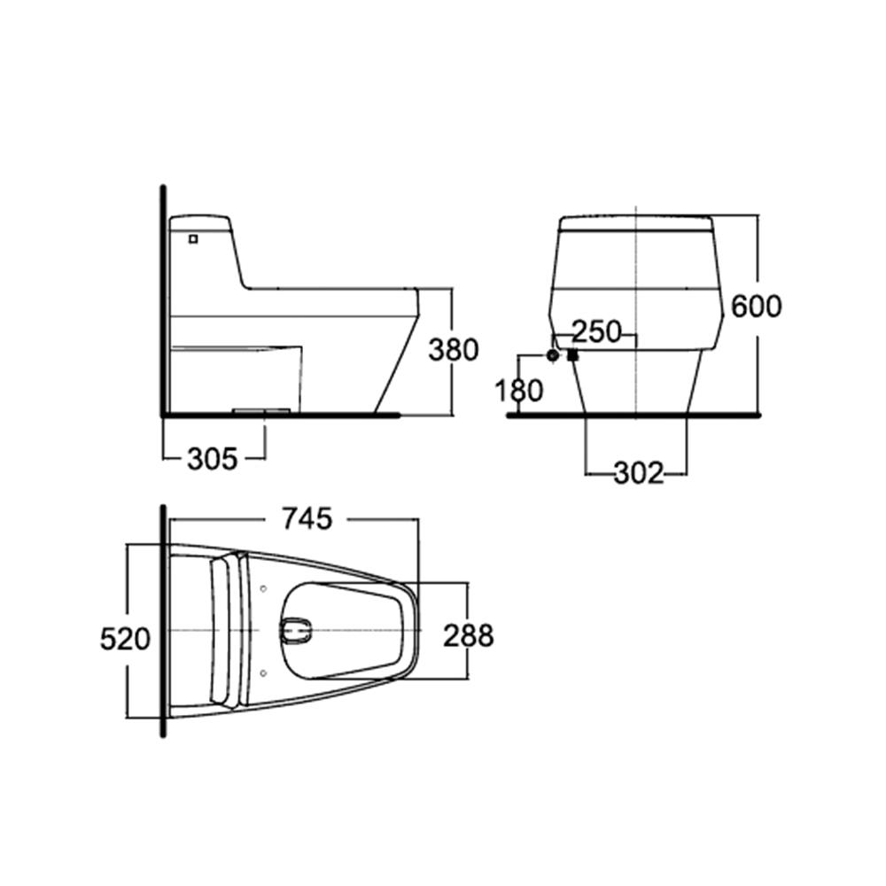 สุขภัณฑ์ 1 ชิ้น AMERICAN STANDARD 2030-WT-0 6L สีขาว
