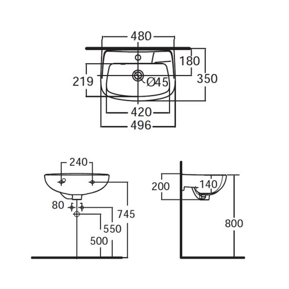 อ่างล้างหน้าแขวน AMERICAN STANDARD 0946-WT-0 สีขาว