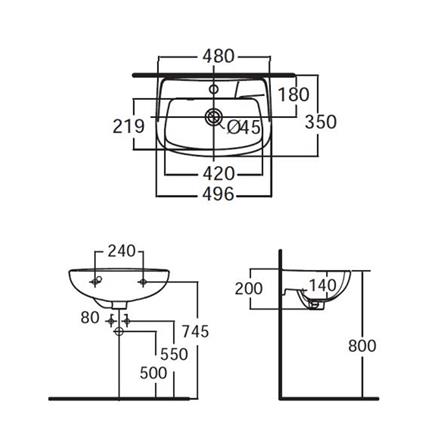 อ่างล้างหน้าแขวน AMERICAN STANDARD 0946-WT-0 สีขาว_1