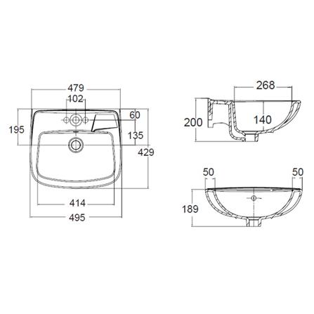 อ่างล้างหน้าแขวน AMERICAN STANDARD 0948-WT-0 สีขาว_2