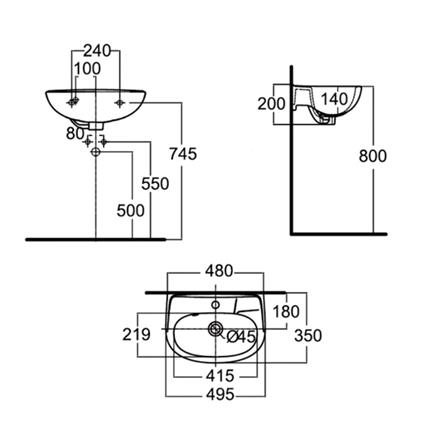อ่างล้างหน้าแขวน AMERICAN STANDARD 0945-WT-0 สีขาว_1