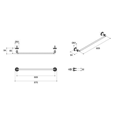 ราวแขวนผ้า KOHLER K-10551-CP สีโครม_1