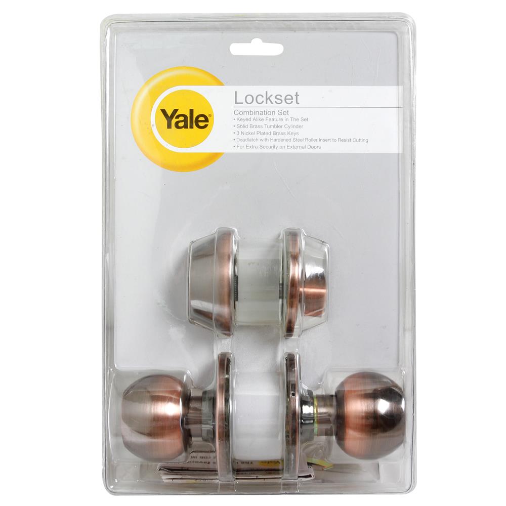 ลูกบิดประตู หัวกลม (พร้อม DEADBOLT) YALE CB-9217 US11 สีทองแดงรมดำ