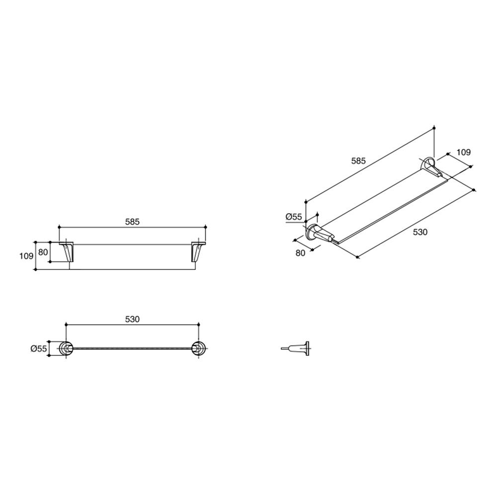 หิ้งกระจกวางของ KOHLER K-17520T-CP โครม