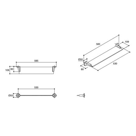 หิ้งกระจกวางของ KOHLER K-17520T-CP โครม_1