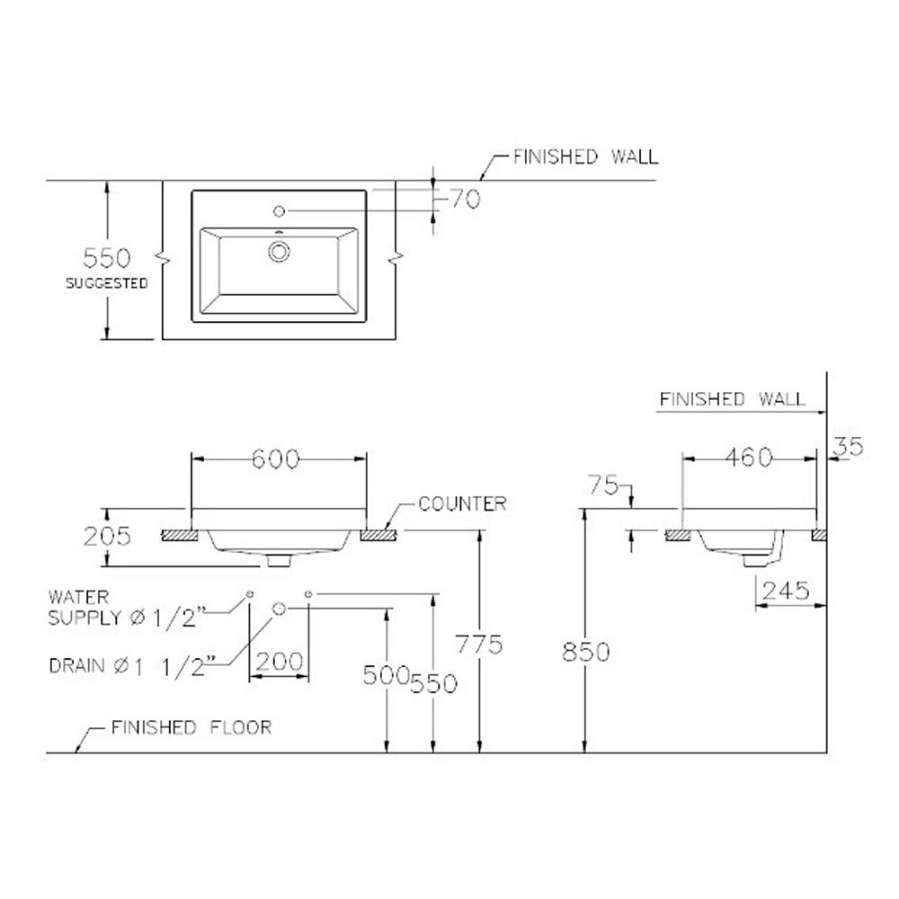 อ่างล้างหน้าลอย COTTO C0902 สีขาว