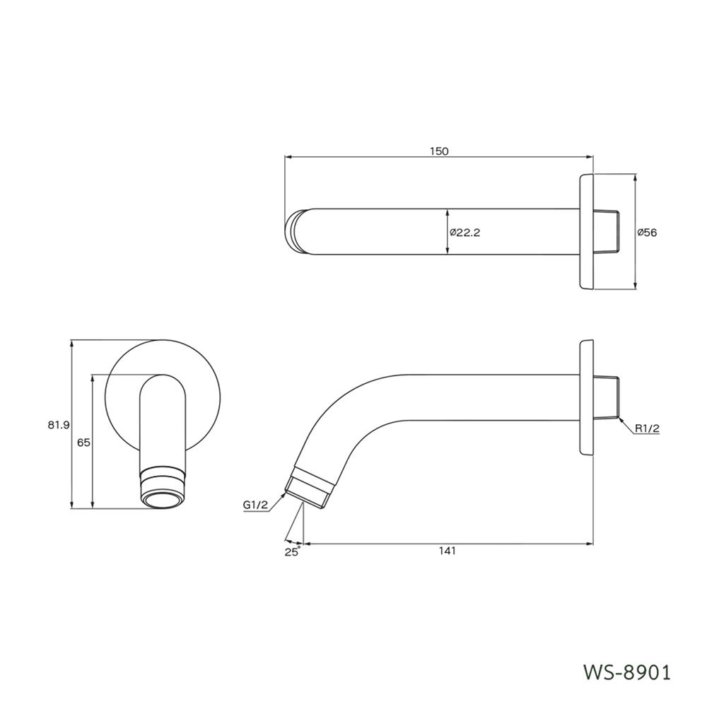 ก้านฝักบัว RAIN SHOWER WS WS-8901 สเตนเลส