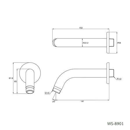 ก้านฝักบัว RAIN SHOWER WS WS-8901 สเตนเลส_1