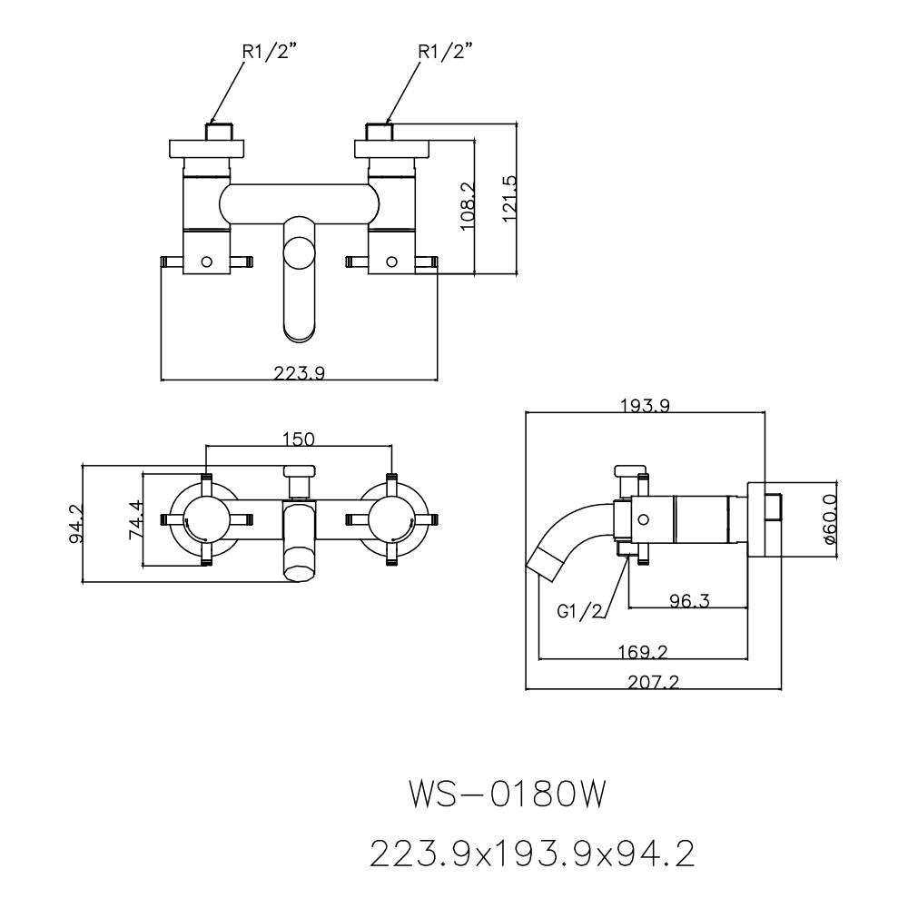 ก๊อกผสมอ่างอาบน้ำ WS WS-0180W