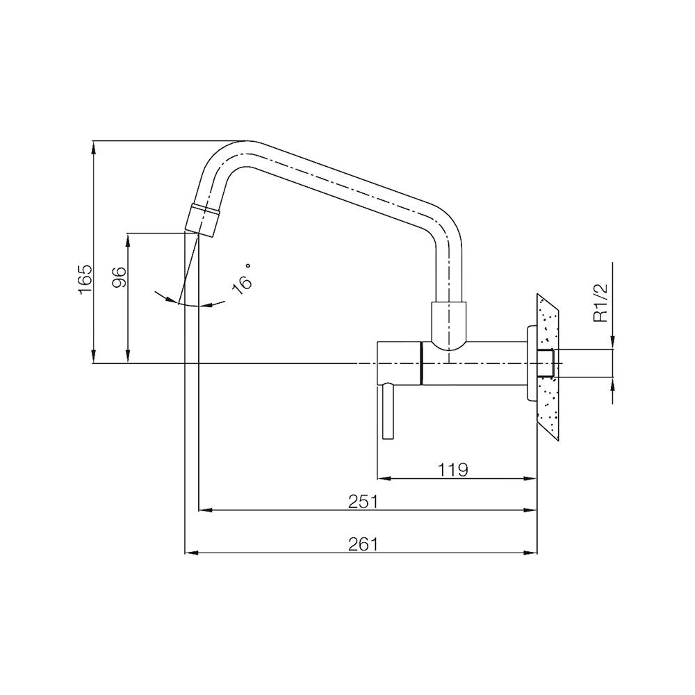 ก๊อกซิงค์เดี่ยวผนัง WS WS-0232C สเตนเลส