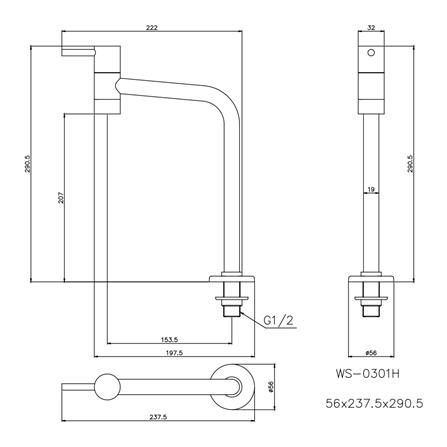 ก๊อกอ่างล้างหน้าเดี่ยวทรงสูง WS WS-0301H_1