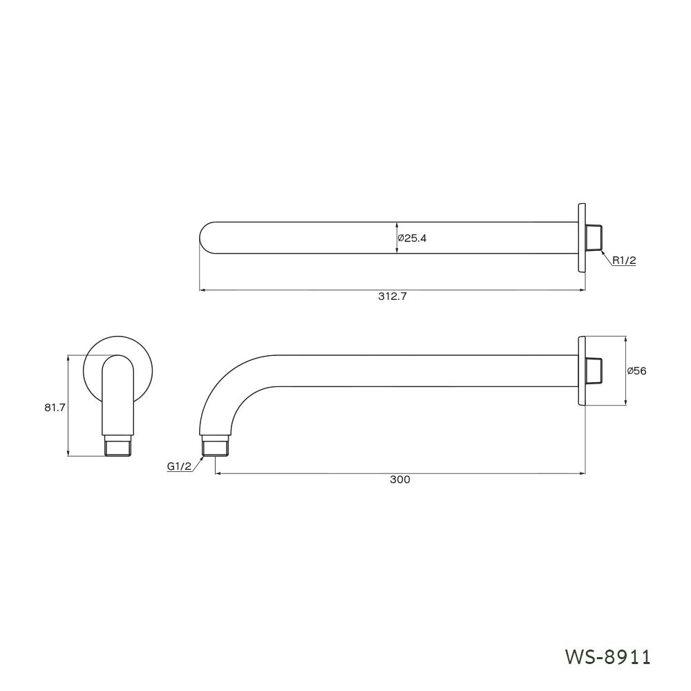 ก้านฝักบัวเรนชาวเวอร์ 30 ซม. WS WS-8911 สีเงิน