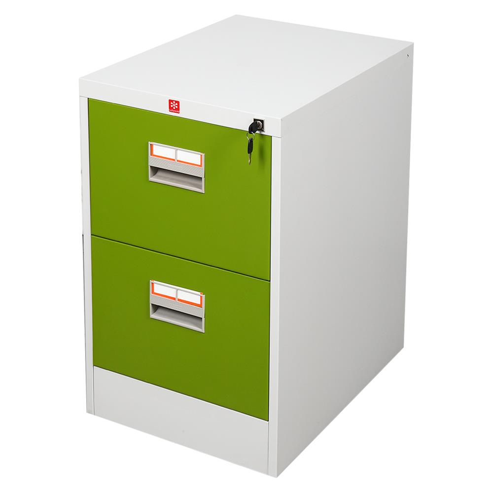 ตู้ลิ้นชักเหล็ก 2 ลิ้นชัก LUCKY WORLD KCDX-2-GG สีเขียว