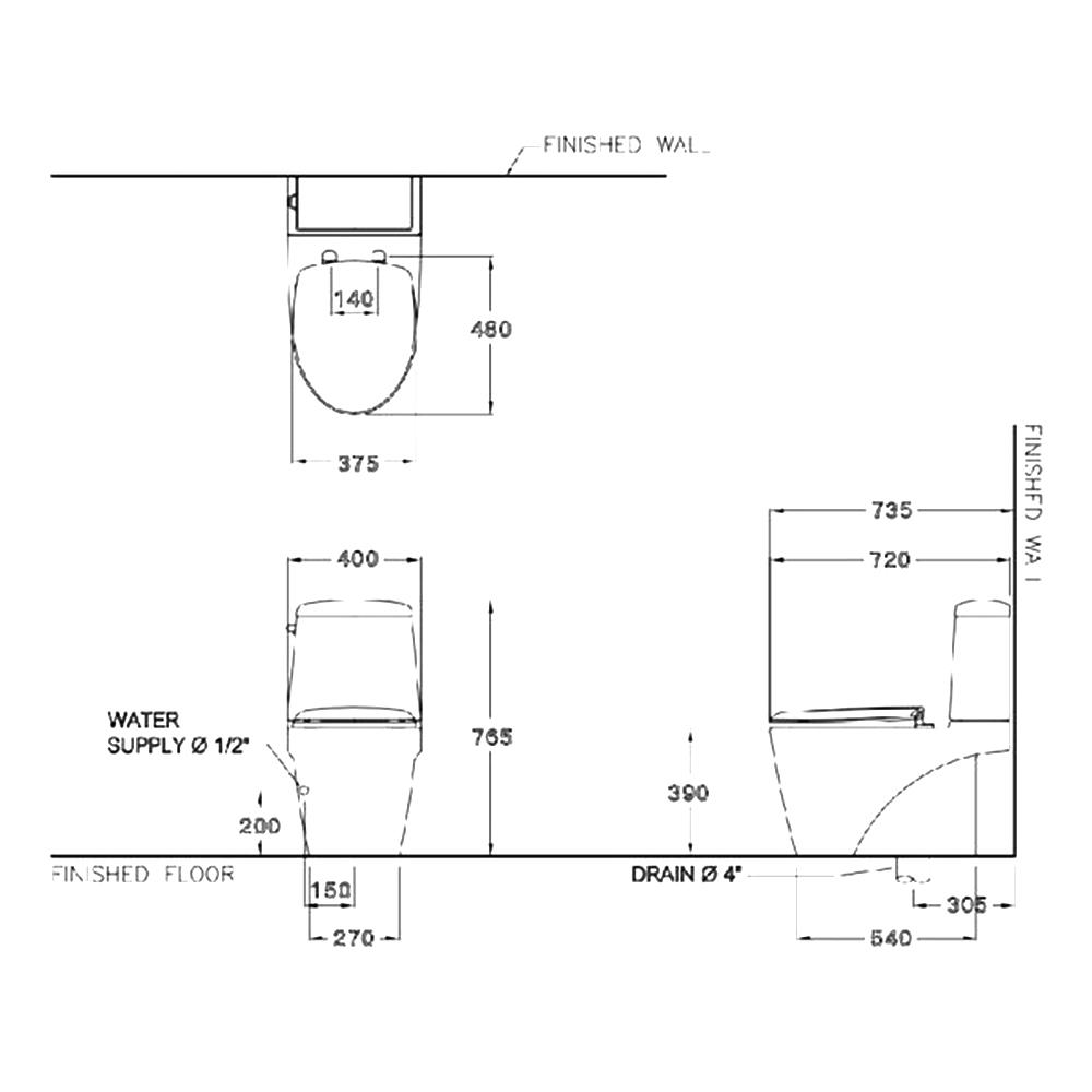 สุขภัณฑ์ 2 ชิ้น COTTO C13527 6L สีขาว
