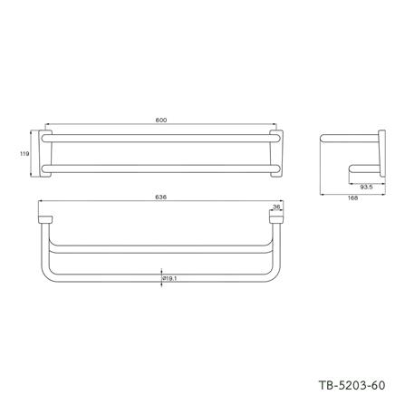 ราวแขวนผ้าคู่ WS TB-5203-60 60 ซม. สเตนเลส_1