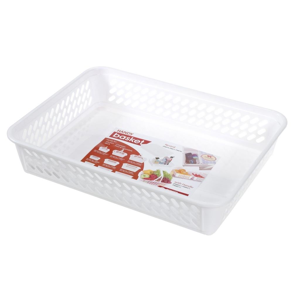 ตะแกรงใส่ของเหลี่ยมใหญ่ PIONEER สีขาว