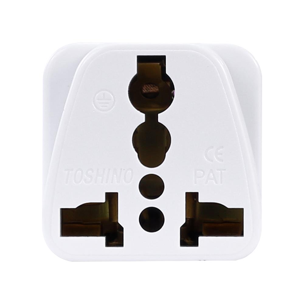 ปลั๊กแปลงขา 3 ขาแบน ( 1 ขาเป็นขากราวด์ ) TOSHINO UNIVERSAL PS-18AU สีขาว