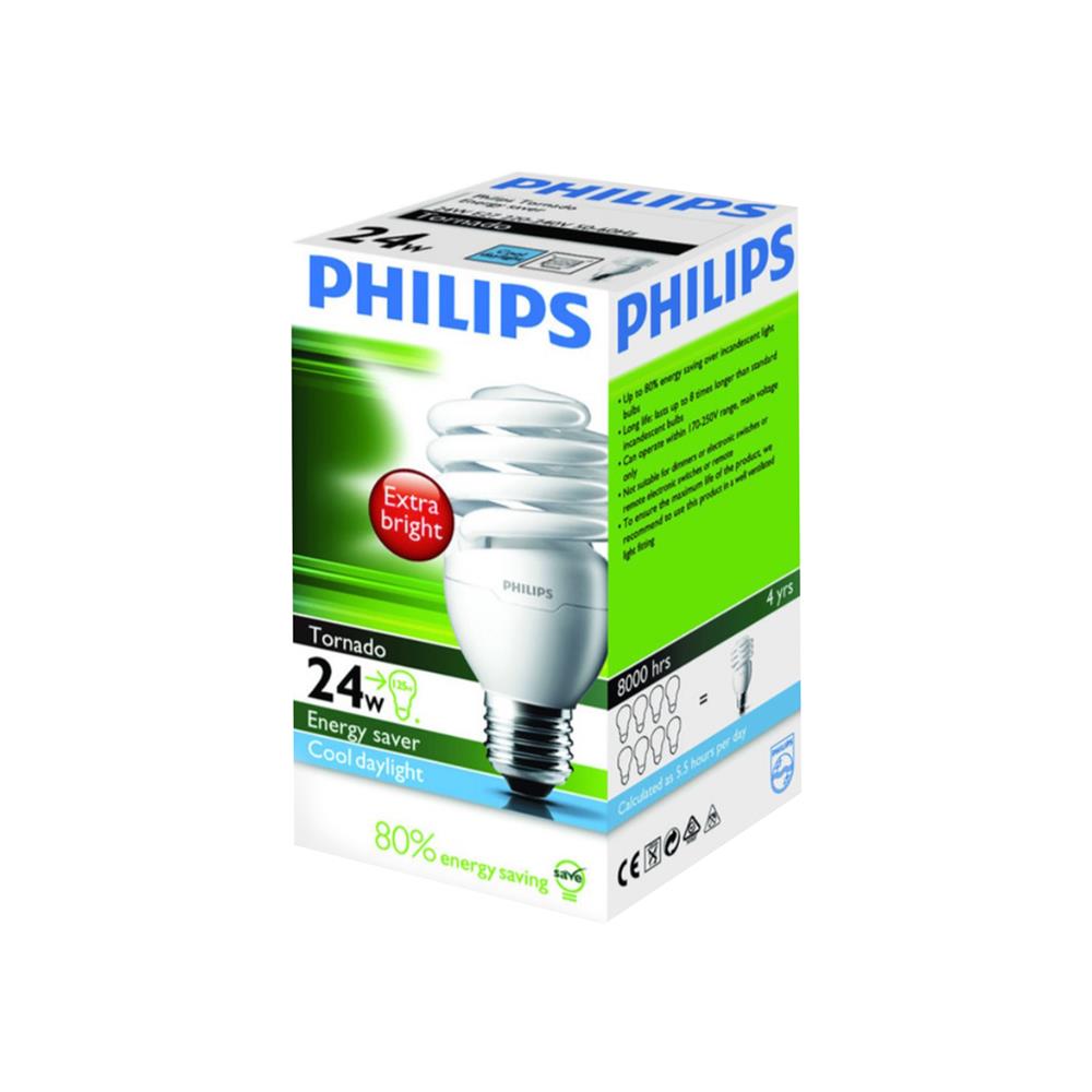 หลอดประหยัด PHILIPS TORNADO 24 วัตต์ DAYLIGHT E27