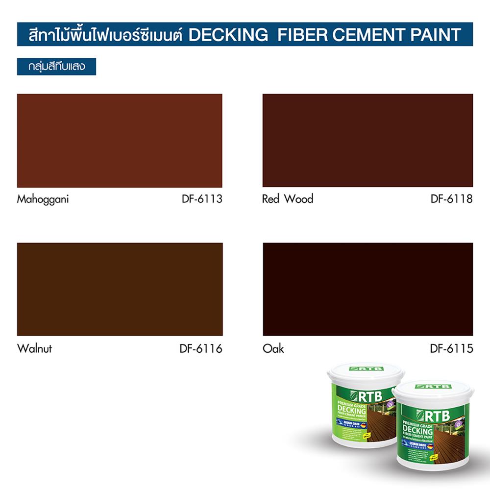 สีทาพื้นไม้ไฟเบอร์ซีเมนต์ ชนิดด้าน RTB DECKING PAINT สีน้ำตาล 1 แกลลอน