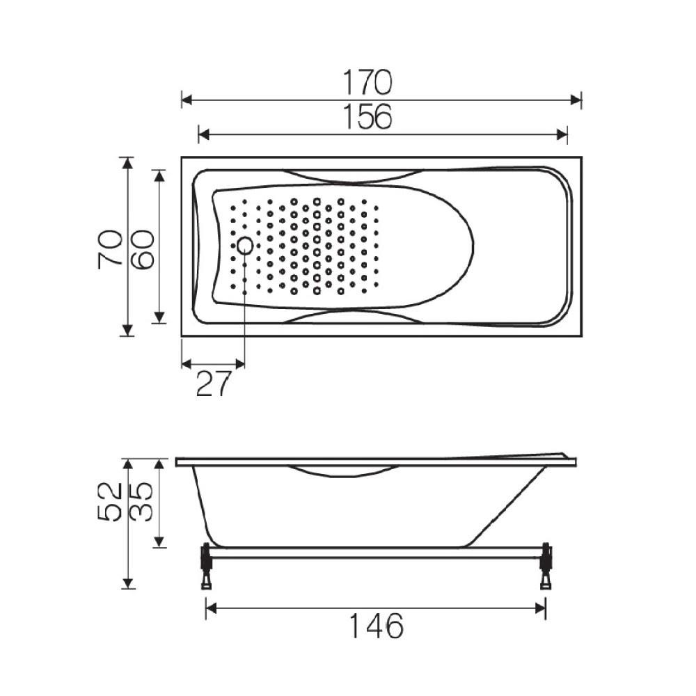 อ่างอาบน้ำ I-SPA BD-ELE17001 170 ซม. สีขาว