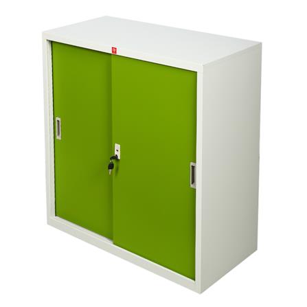 ตู้เหล็กบานเลื่อนทึบ LUCKY WORLD KSS-90-GG สีเขียว_1