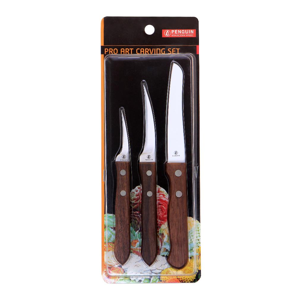ชุดมีดแกะสลัก PENGUIN PRO ART ด้ามไม้ 3 ชิ้น