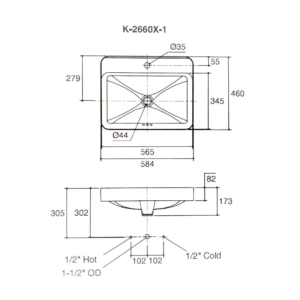 อ่างล้างหน้า KOHLER K-2660X สีขาว