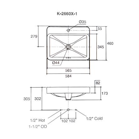 อ่างล้างหน้า KOHLER K-2660X สีขาว_1