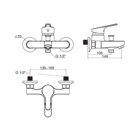 ก๊อกผสมอ่างอาบ AMERICAN STANDARD A-1411-200_1
