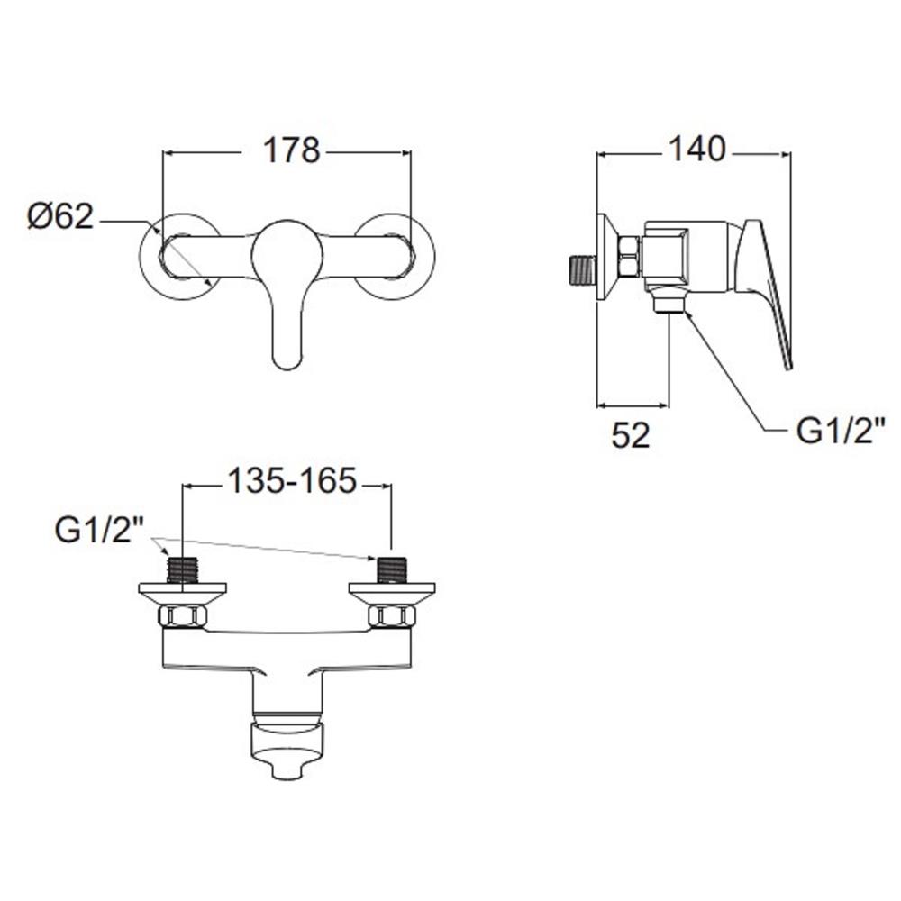 ก๊อกผสมยืนอาบ AMERICAN STANDARD A-1412-300