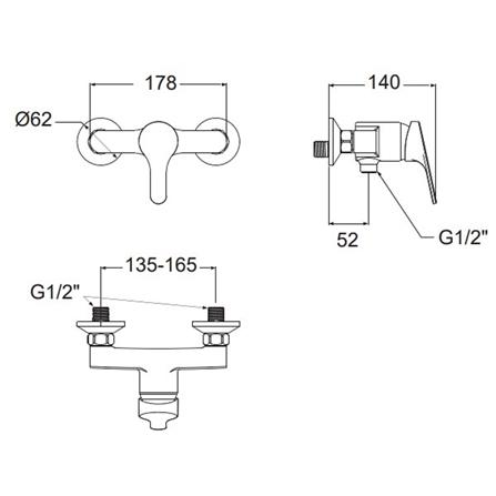 ก๊อกผสมยืนอาบ AMERICAN STANDARD A-1412-300_1
