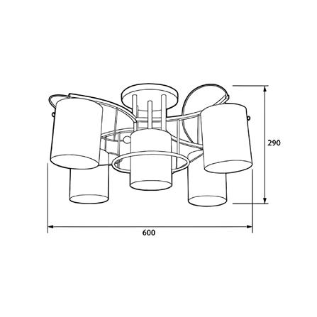 ไฟถาด L&E PSG66-055 สีขาว 5 หัว_3