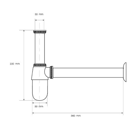 ท่อน้ำทิ้งอ่างล้างหน้ากระปุก KUDOS LS12 30 ซม._1