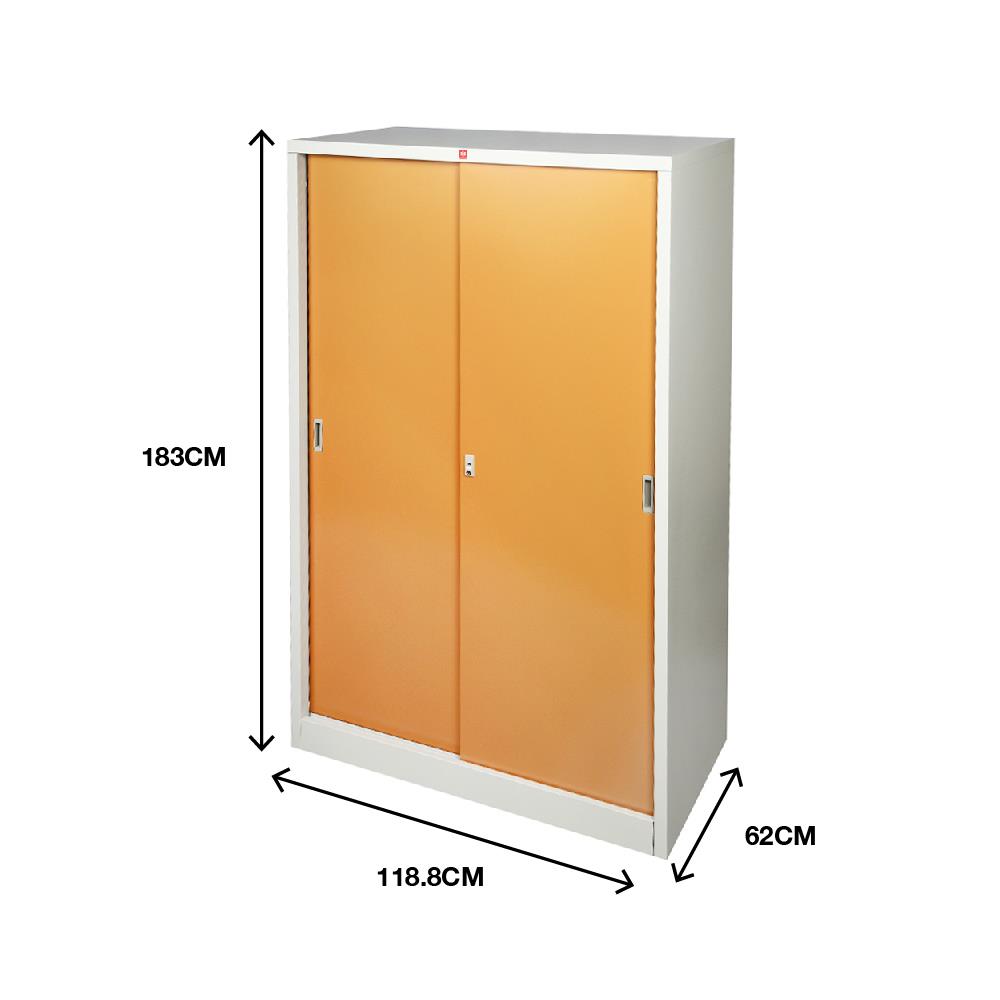 ตู้เสื้อผ้าเหล็กบานเลื่อน LUCKY WORLD KSS-126K-EG 118.8 ซม. สีน้ำตาล