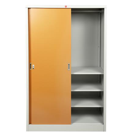 ตู้เสื้อผ้าเหล็กบานเลื่อน LUCKY WORLD KSS-126K-EG 118.8 ซม. สีน้ำตาล_2