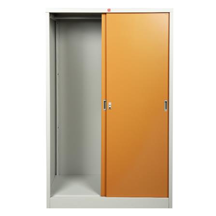 ตู้เสื้อผ้าเหล็กบานเลื่อน LUCKY WORLD KSS-126K-EG 118.8 ซม. สีน้ำตาล_3