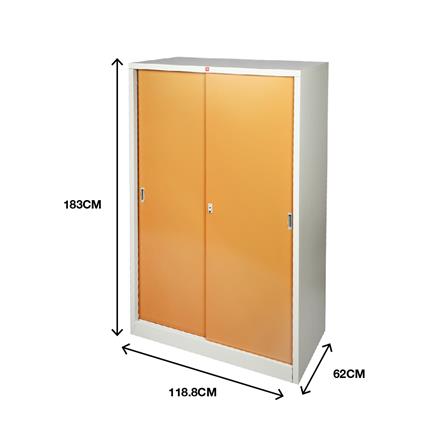 ตู้เสื้อผ้าเหล็กบานเลื่อน LUCKY WORLD KSS-126K-EG 118.8 ซม. สีน้ำตาล_5