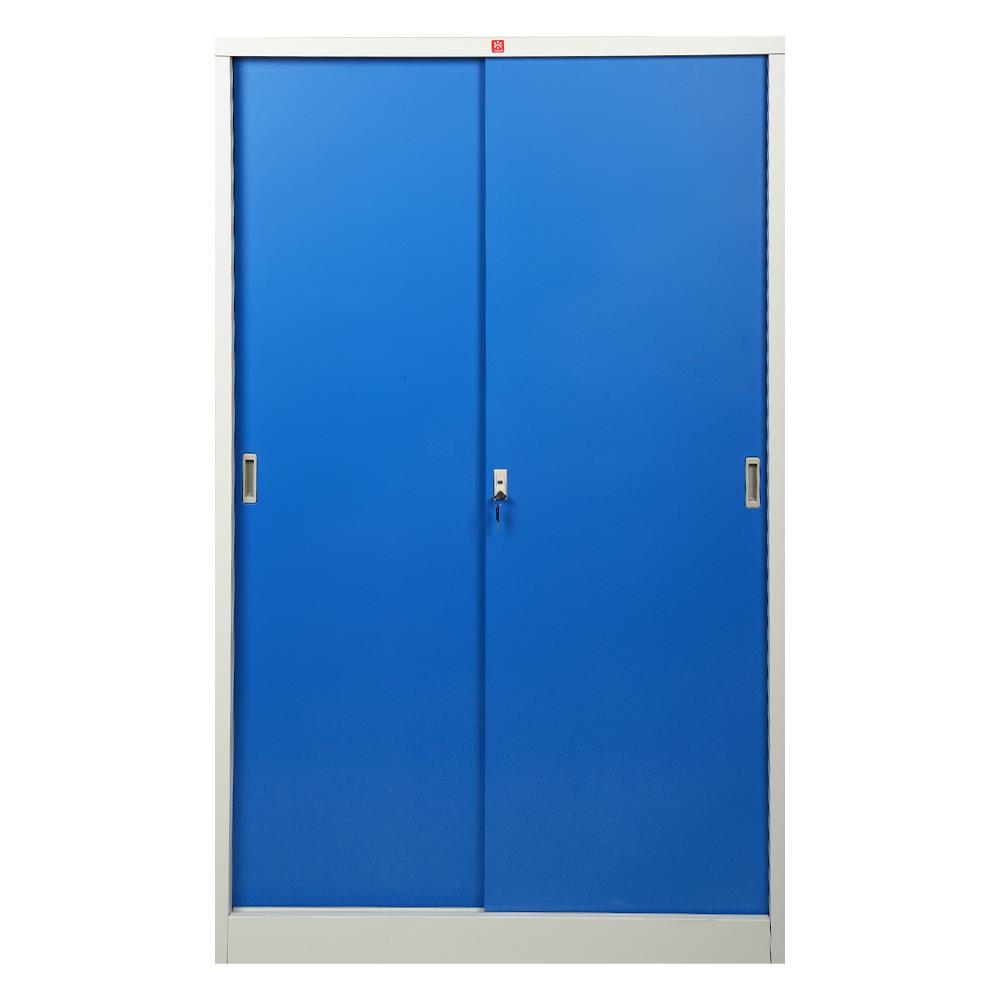 ตู้เสื้อผ้าเหล็กบานเลื่อน LUCKY WORLD KSS-126K-RG 118.8 ซม. สีน้ำเงิน