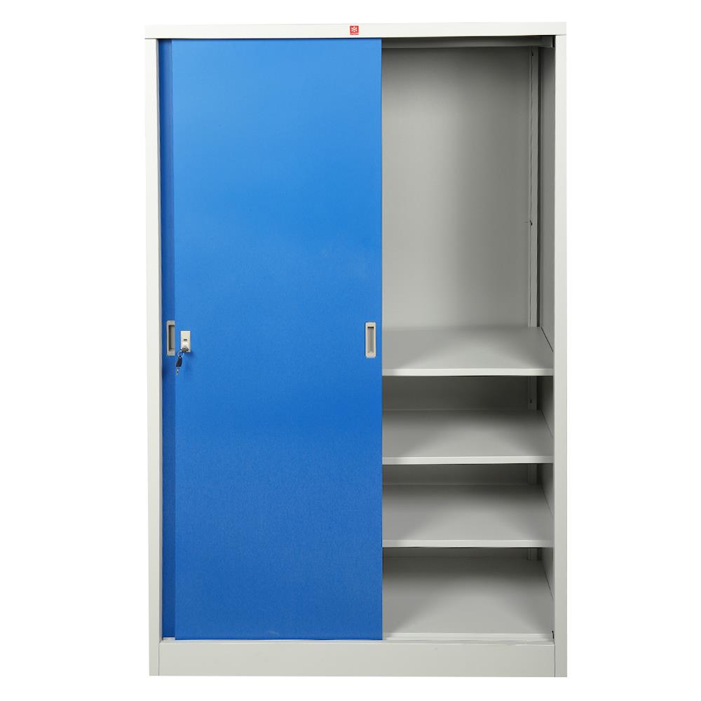 ตู้เสื้อผ้าเหล็กบานเลื่อน LUCKY WORLD KSS-126K-RG 118.8 ซม. สีน้ำเงิน