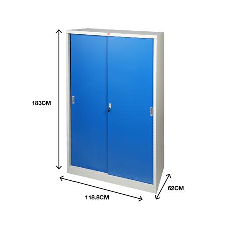 ตู้เสื้อผ้าเหล็กบานเลื่อน LUCKY WORLD KSS-126K-RG 118.8 ซม. สีน้ำเงิน_5