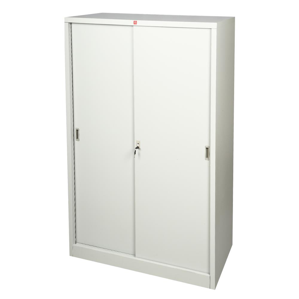 ตู้เสื้อผ้าเหล็กบานเลื่อน LUCKY WORLD KSS-126K-TG 118.8 ซม. สีเทาทราย