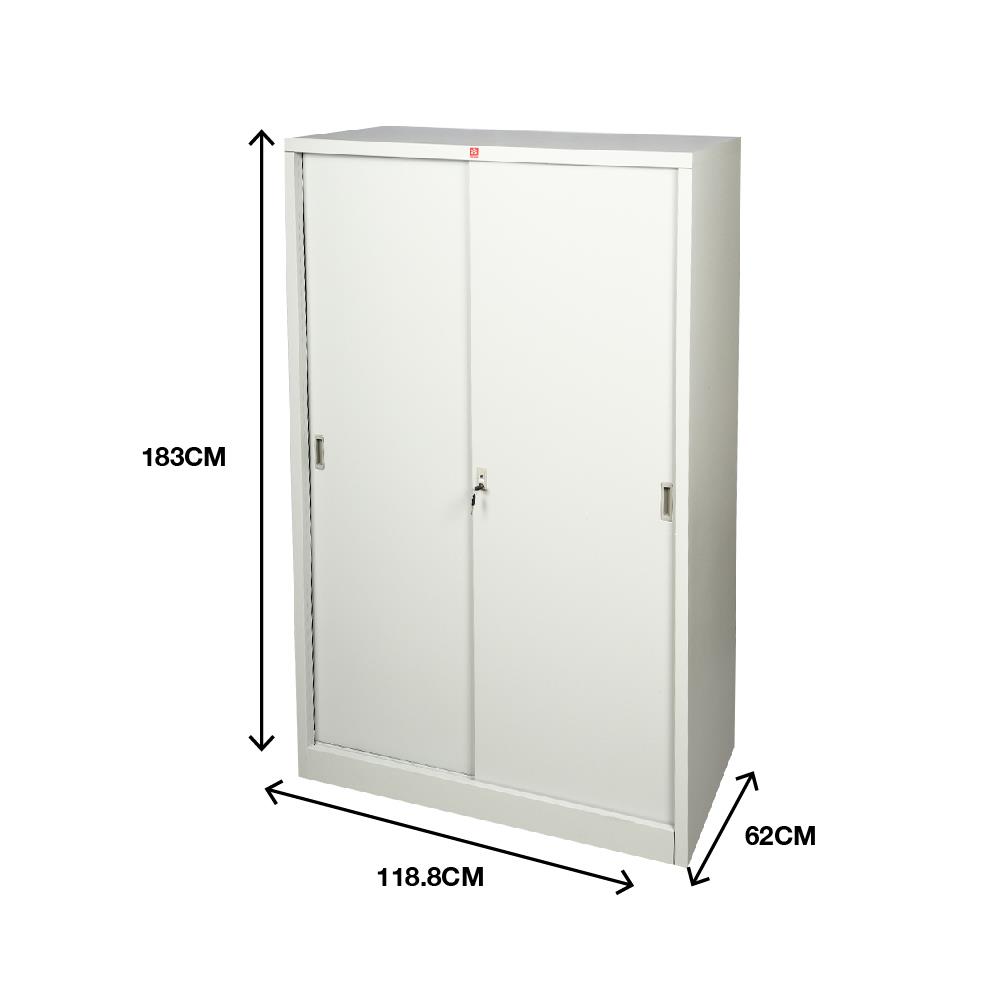 ตู้เสื้อผ้าเหล็กบานเลื่อน LUCKY WORLD KSS-126K-TG 118.8 ซม. สีเทาทราย