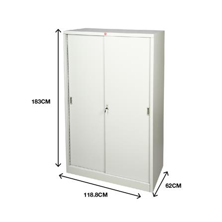 ตู้เสื้อผ้าเหล็กบานเลื่อน LUCKY WORLD KSS-126K-TG 118.8 ซม. สีเทาทราย_5