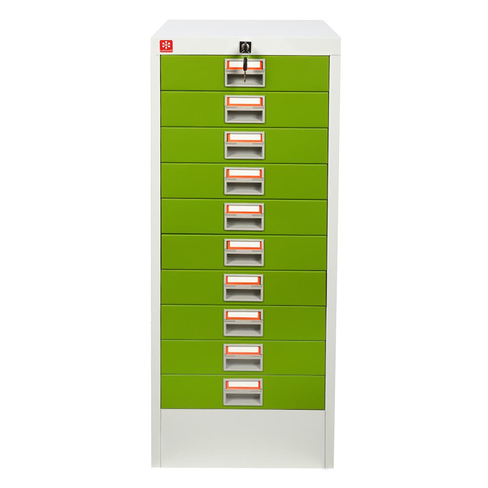ตู้ลิ้นชักเหล็ก 10 ลิ้นชัก LUCKY WORLD CDX-10-GG สีเขียว