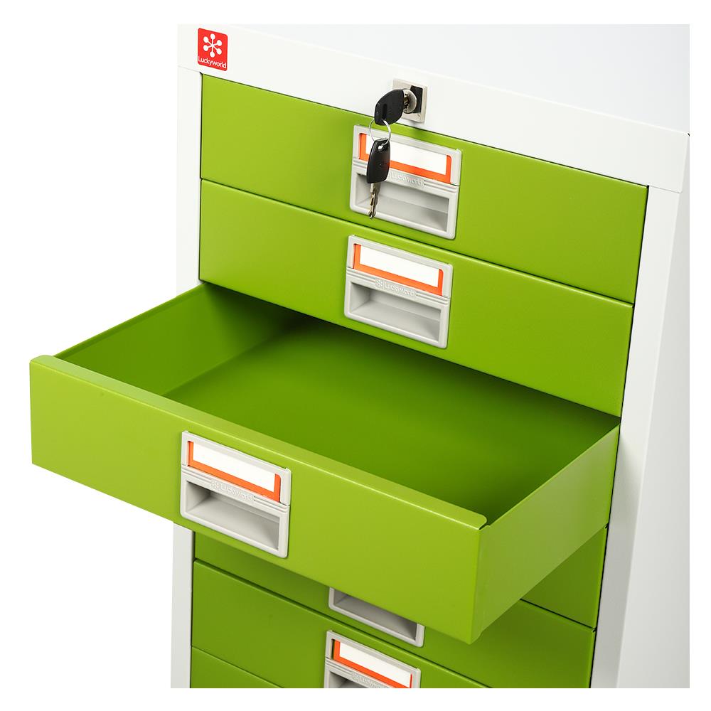 ตู้ลิ้นชักเหล็ก 10 ลิ้นชัก LUCKY WORLD CDX-10-GG สีเขียว