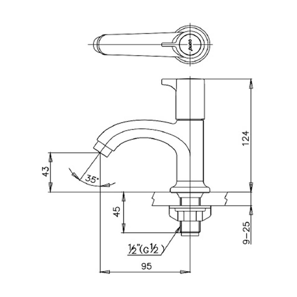 ก๊อกอ่างล้างหน้าเดี่ยว COTTO CT1086C27(HM) สีโครม